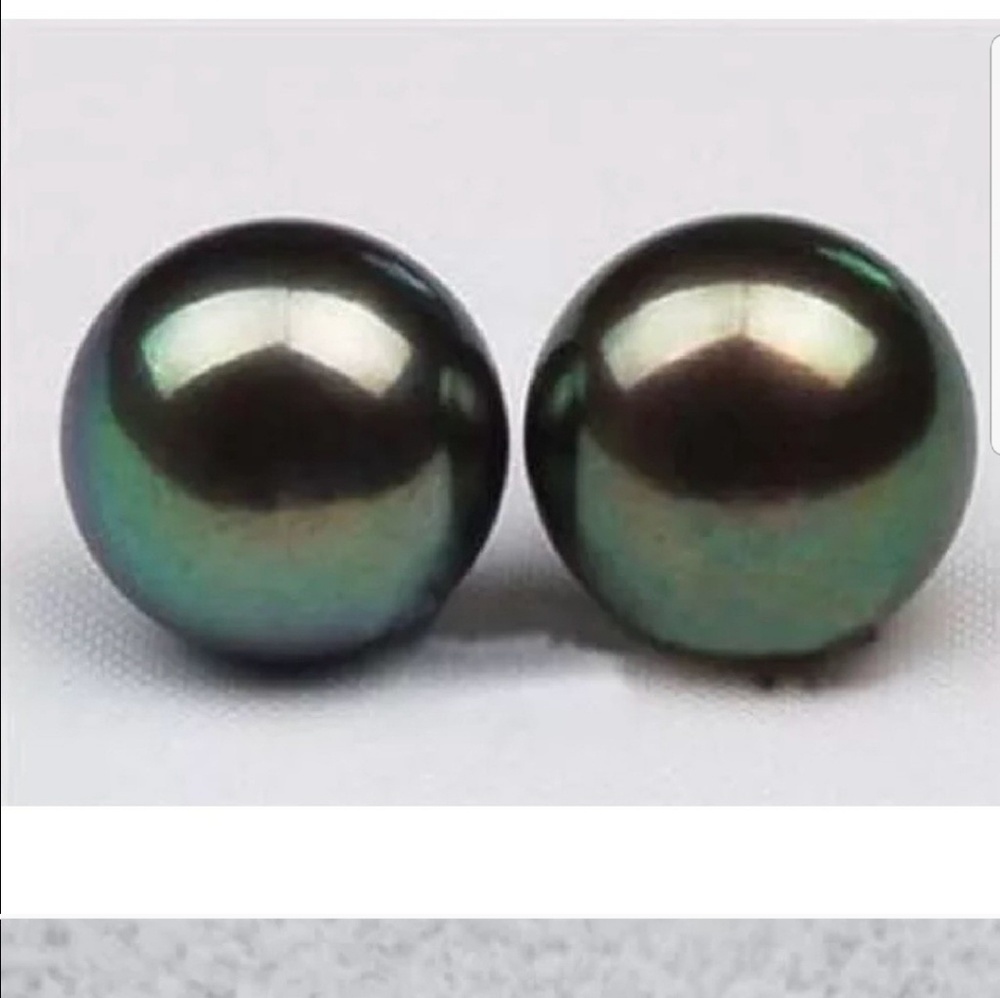 Genuine Tahitian shell pearl stud earrings